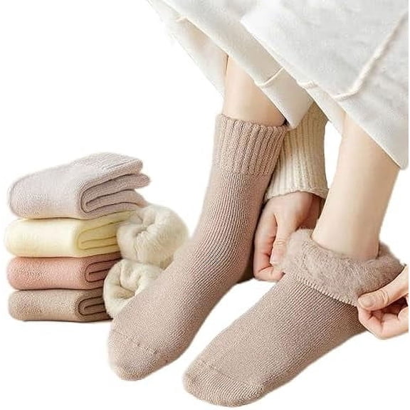 3 Pairs Winter Thermal Socks, Women's Winter Fleece Socks, Thickened Warm Tube Autumn and Winter Super Thick Stockings