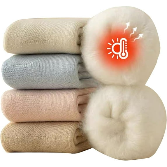 3 Pairs Winter Thermal Socks, Women's Winter Fleece Socks, Thickened Warm Tube Autumn and Winter Super Thick Stockings