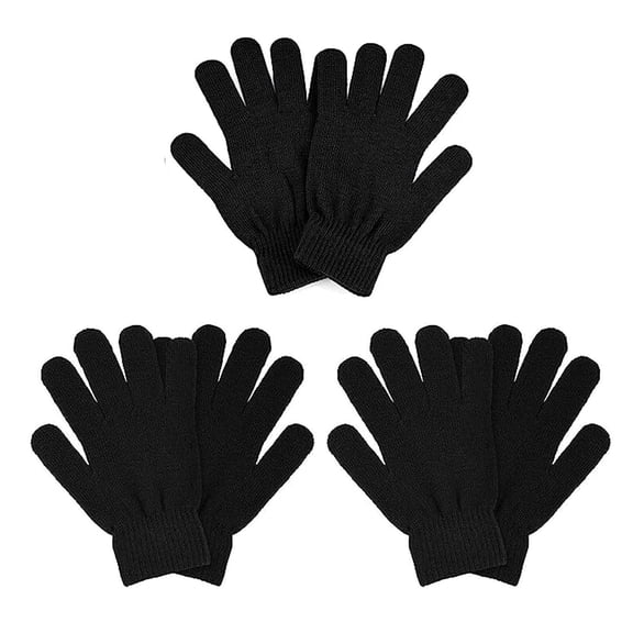3 Pairs Winter Knitted Gloves,Winter Warm Gloves,Windproof Thermal Non-Slip Sports Gloves,Cold Weather Mittens for Cycling Bike Riding Hiking Outdoor,Winter Warmth Accessories(Black)