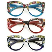 3 Pairs Women Bold Oversized Floral Reading Glasses - Fashion Vintage Readers DR05  1.00