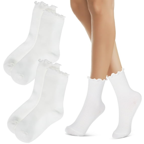 3 Pairs Women Casual Sock Ruffle Socks Fungus Women's
