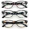 thumbnail image 1 of 3 Pairs Women Classic Floral Readers With Spring Hinge - Oval Reading Glasses Clear Magnification +1.00, 1 of 3