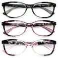 thumbnail image 1 of 3 Pairs Women Comfortable Lightweight Reading Glasses - Clear Lens Readers - Mosaic Art Translucent Temple 7016 +1.00, 1 of 5