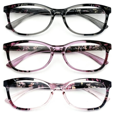 3 Pairs Women Comfortable Lightweight Reading Glasses - Clear Lens Readers - Mosaic Art Translucent Temple 7016 +1.00