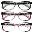 thumbnail image 1 of 3 Pairs Women Comfortable Lightweight Reading Glasses - Clear Lens Readers - Mosaic Art Translucent Temple 7016 +3.00, 1 of 5