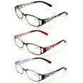 thumbnail image 1 of 3 Pairs Women Flower Temple Floral Readers - Fashion Reading Glasses  - Black Maroon Purple, 1 of 4