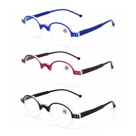 3 Pairs Women Men Round Reading Glasses Readers +1.00~3.50