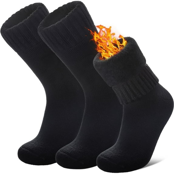 3 Pairs Women Men Thermal Socks Warm Winter Extra Thick Insulated Heated Crew Boot Socks for Cold Weather