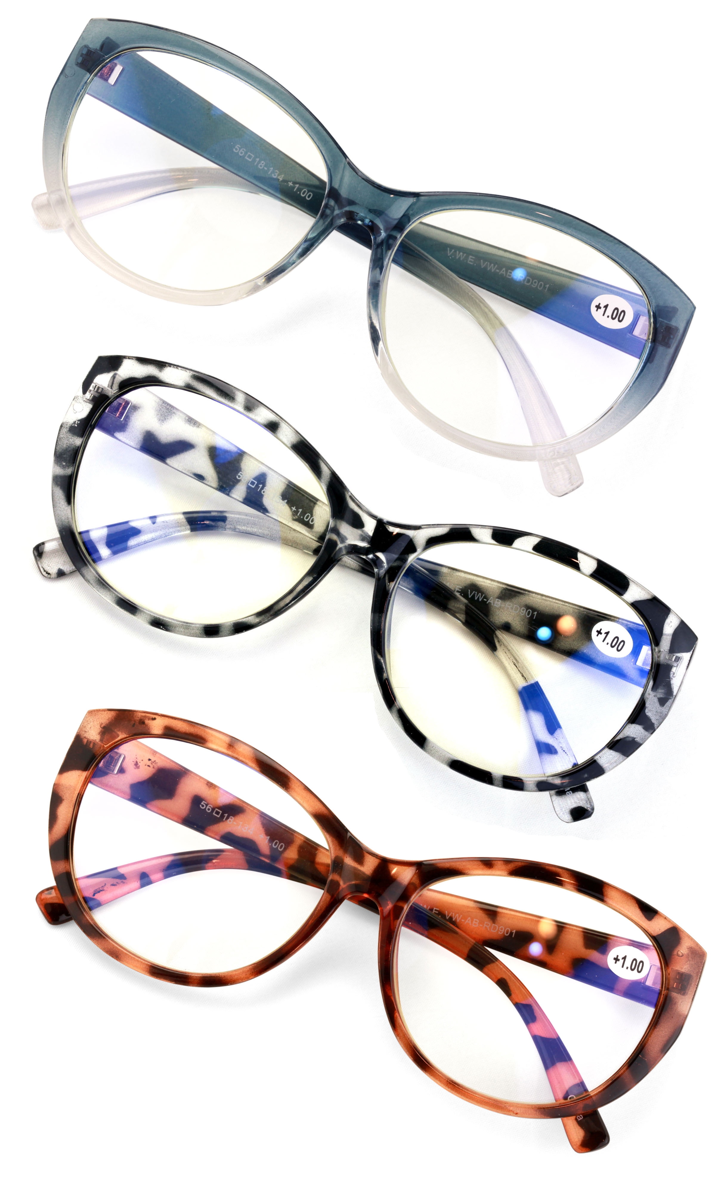 3 pairs women oversized reading glasses anti uv blue ray fatigue