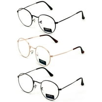 3 Pairs Women Round Metal Glasses Blue Light Blocking, Filter UV Ray/Glare Computer Potter