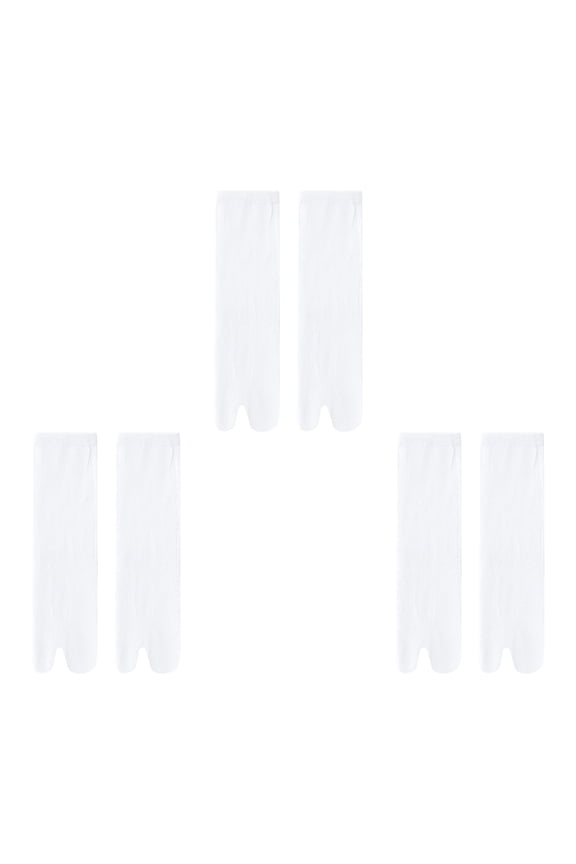 3 Pairs Women Split Toe Socks Breathable Solid Color Toe Separator Middle Tube Socks For Thong Sandals