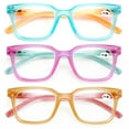 thumbnail image 1 of 3 Pairs Women Translucent Pastel 2-Tones Reading Glasses With Rhinestones - Clear Lens Reader DR06 +1.50, 1 of 5
