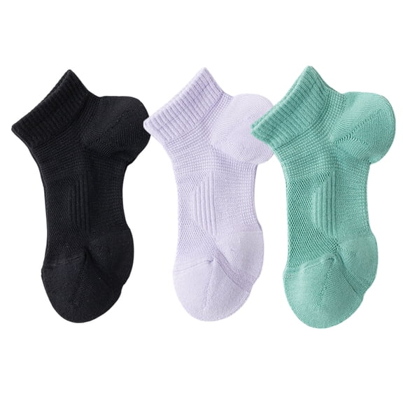 3 Pairs Women's Ankle Athletic Socks Soft Cotton Cushioned Breathable Design with Ribbed Cuffs for Active Casual Wear - 3 pairs-D