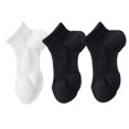thumbnail image 1 of 3 Pairs Women's Ankle Athletic Socks Soft Cotton Cushioned Breathable Design with Ribbed Cuffs for Active Casual Wear - 3 pairs-F, 1 of 7