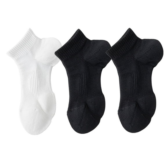 3 Pairs Women's Ankle Athletic Socks Soft Cotton Cushioned Breathable Design with Ribbed Cuffs for Active Casual Wear - 3 pairs-F