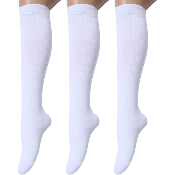 3 Pairs Women's Cotton Opaque Knee High Socks