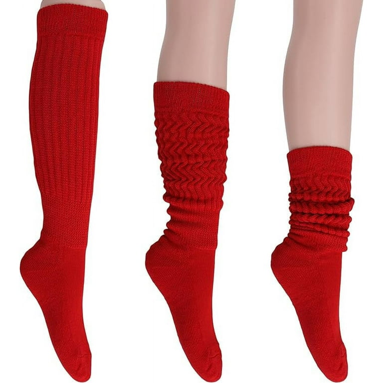 3 Pairs Women's Heavy Slouch Socks Shoe Size 5-10 (Red)