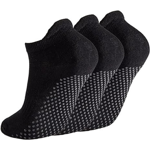 3 Pairs Women's Non Slip Socks Grip Socks,Pilates Socks with Grips for Women Pilates Towless Grippy Cotton Yoga Socks