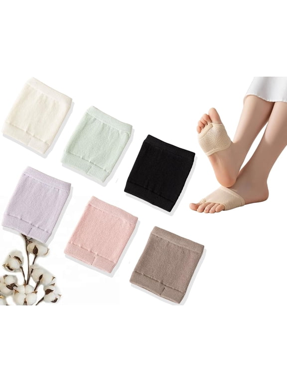 3 Pairs Women's Open Toe Slide Sandal Liner Socks Non Slip Toe Cover No Show Half Socks with Sponge Cushion Half Non-Slip Toe Covers Socks