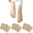 thumbnail image 1 of 3 Pairs Women's Open Toe Slide Sandal Liner Socks Non Slip Toe Cover No Show Half Socks with Sponge Cushion, 1 of 6