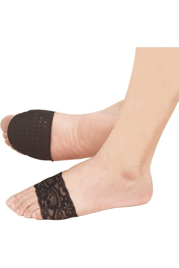 3 Pairs Women's Open Toe Slide Sandal Liner Socks Non Slip Toe Cover No Show Half Socks with Sponge Cushion