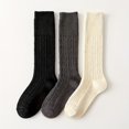 thumbnail image 1 of 3 Pairs of Women's Thick Wool Autumn/Winter Calf Socks, Soft Warm Twist Pattern Socks, Solid Color Comfortable Compression Knee-High Socks, Winter Socks, Fashionable Leg-Protecting Socks, 1 of 7