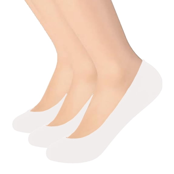 3 Pairs Women's Thin Solid Color Breathable Short Socks, Silicone Anti Slip Low Cut Invisible Boat Socks, for Sports Leisure or Daily Wear with Sneakers White