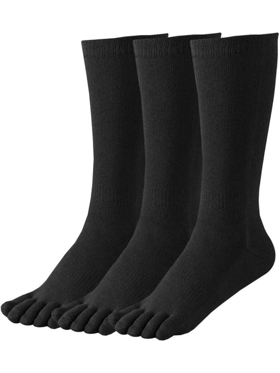 3 Pairs Women's Toe Socks Cotton Crew Athletic Running Five Finger Socks