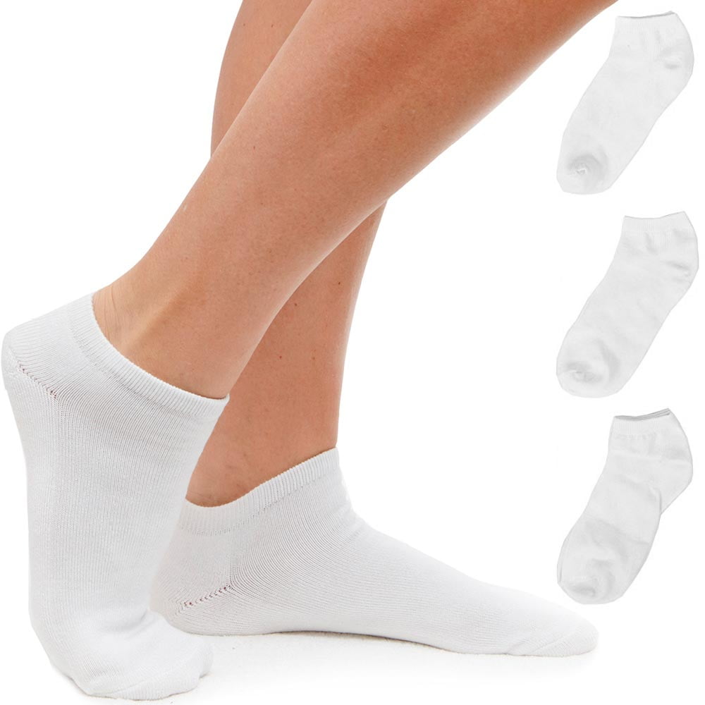3 Pairs Womens Ankle Socks Low Cut Fit Crew Size 6-8 Sports White