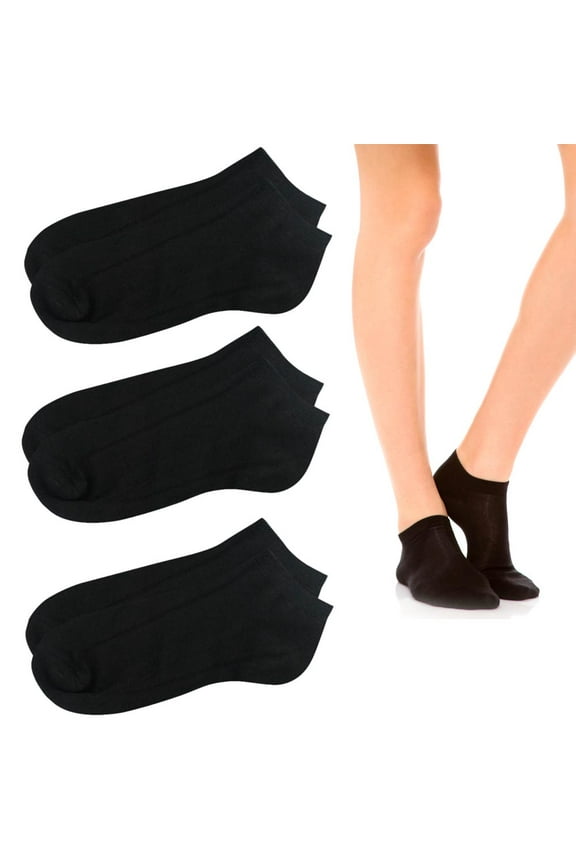 3 Pairs Womens Ankle Socks Low Cut Fit Crew Size 9-11 Sports Black Footies