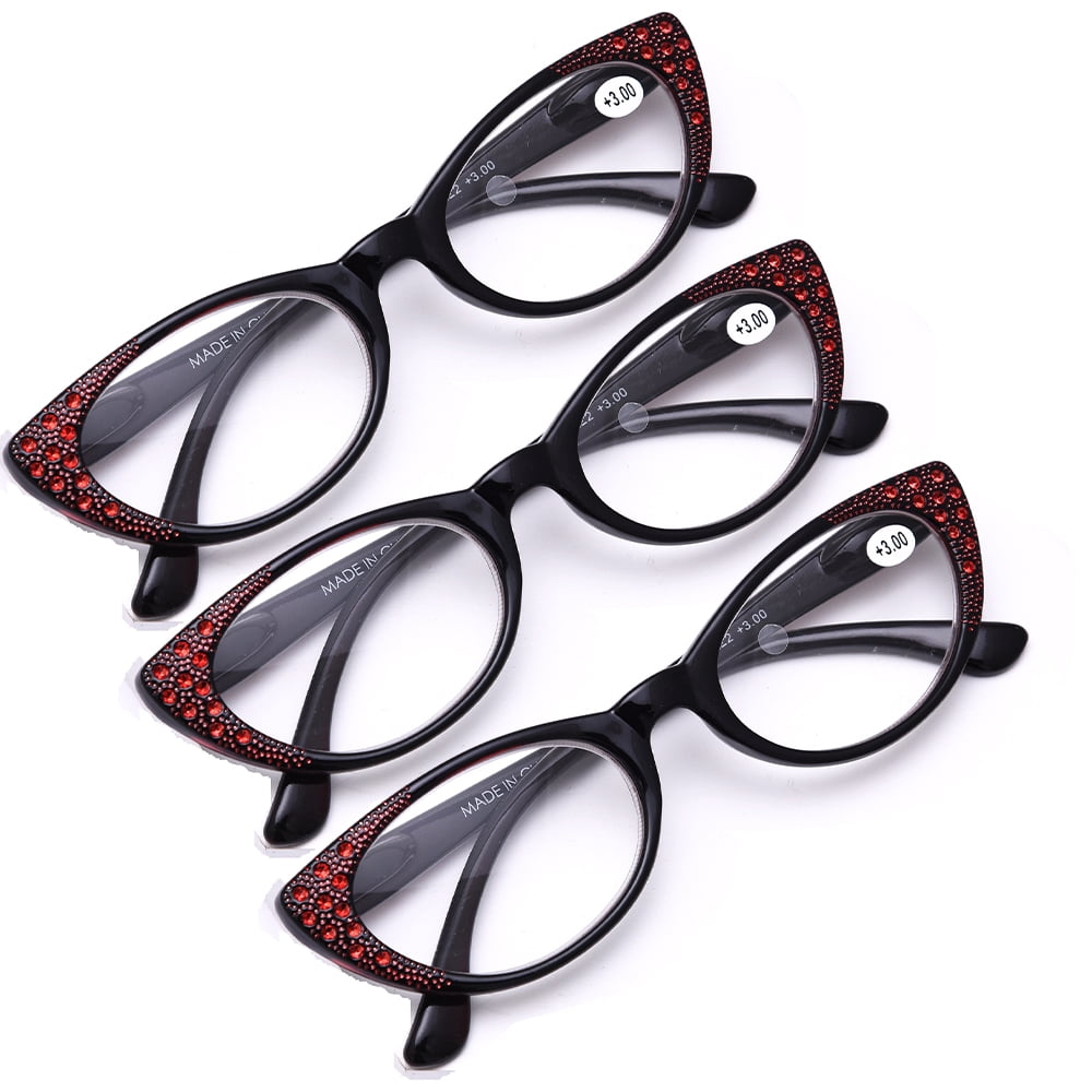 3 Pairs Womens Cat Eye Reading Glasses Sexy Classic Readers 