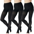thumbnail image 1 of (3 Pairs) Womens Compression Tights 20-30mmHg with Open Toe - Black, XL, 1 of 10