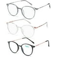 thumbnail image 1 of 3 Pairs Womens Fashion Blue Light Blocking Round Reading Glasses 1.0, Metal Lightweight Readers +1.00, 1 of 6
