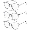 thumbnail image 1 of 3 Pairs Womens Fashion Blue Light Blocking Round Reading Glasses 4.0, Metal Gray Lightweight Readers +4.00, 1 of 6