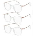 thumbnail image 1 of 3 Pairs Womens Fashion Blue Light Blocking Round Reading Glasses, Metal Transparent Lightweight Readers, 1 of 6