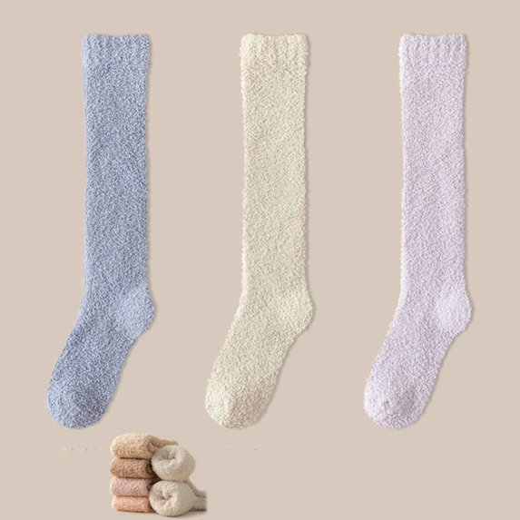 3 Pairs Womens Fuzzy Socks Thicken Coral Velvet Winter Warm Slipper Floor Socks Cozy Soft Socks Fluffy Cute Christmas Stocking