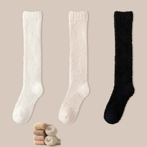 3 Pairs Womens Fuzzy Socks  Thicken Coral Velvet Winter Warm Slipper Floor Socks Cozy Soft Socks Fluffy Cute Christmas Stocking