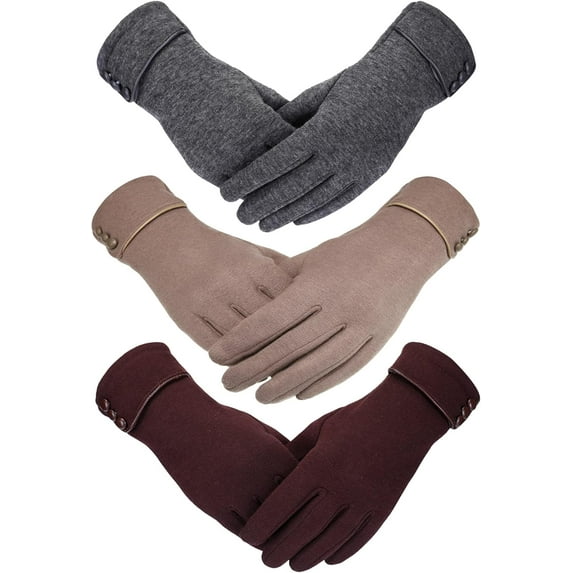 3 Pairs Womens Gloves Winter Touchscreen Texting Phone Windproof Gloves Fleece Lined Cold Weather Warm Gloves