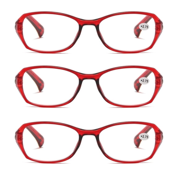 3 Pairs Ladies Blue Light Blocking Reading Glasses Red Readers for Reading Paper work