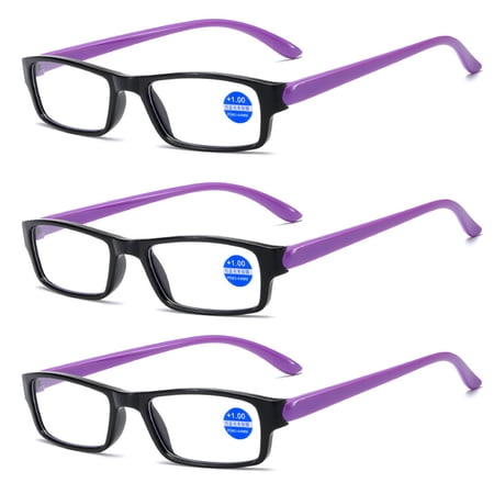 3 Pairs Womens Mens Rectangular Reading Glasses Fashion Computer Readers