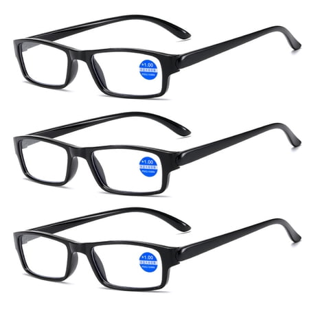 3 Pairs Womens Mens Rectangular Reading Glasses Fashion Computer Readers