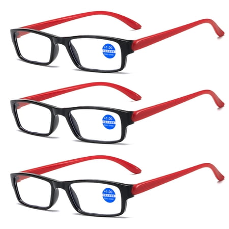 3 Pairs Womens Mens Rectangular Reading Glasses Fashion Computer Readers
