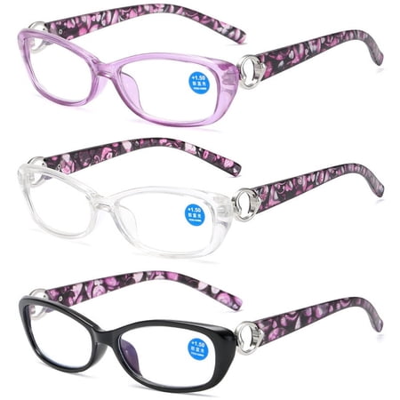 3 Pairs Womens Reading Glasses Blue Light Blocking Retro Readers