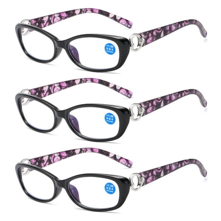 3 Pairs Womens Reading Glasses Blue Light Blocking Retro Readers