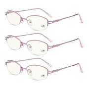 3 Pairs Womens Reading Glasses Blue Light Blocking Spring Hinge Readers Presbyopic Glasses