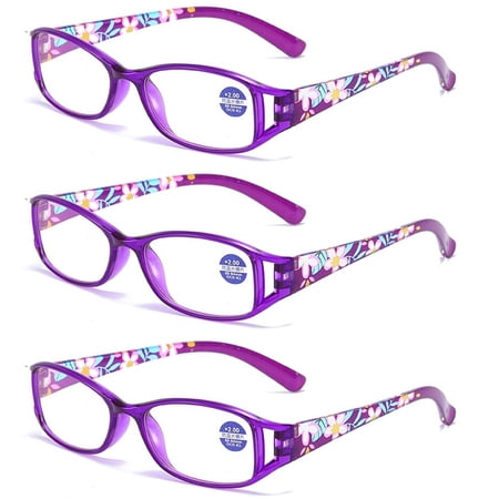 3 Pairs Womens Reading Glasses Rectangular Retro Blue Light Blocking Readers