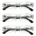 thumbnail image 1 of 3 Pairs Womens Slim Rectangle Half Frame Blue Light Blocking Reading Glasses Readers +0.75, 1 of 6