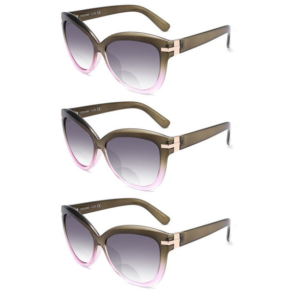 3 Pairs Womens Tinted Bifocals Reading Glasses Readers for Elderly Sunglasses