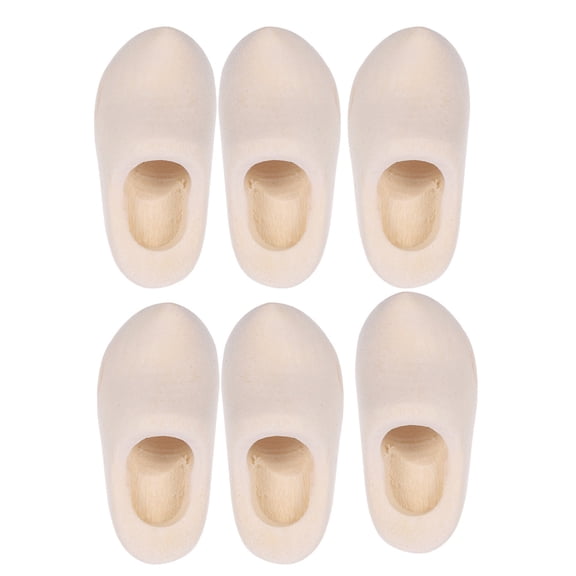 3 Pairs Wooden Clogs Collectible Shoes Miniature Dollhouse Wooden Shoes Baby Girl Man Child 4.00X2.00X2.00CM