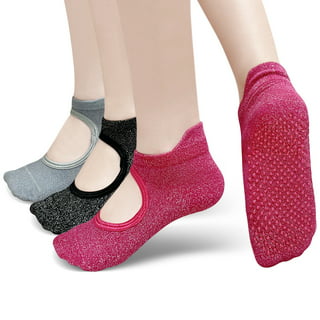 4 Pairs Womens Girls Non-slip Grip Socks Yoga Pilates Socks Martial Arts  Fitness Barre Dance Anti-Skid Socks Ankle Socks
